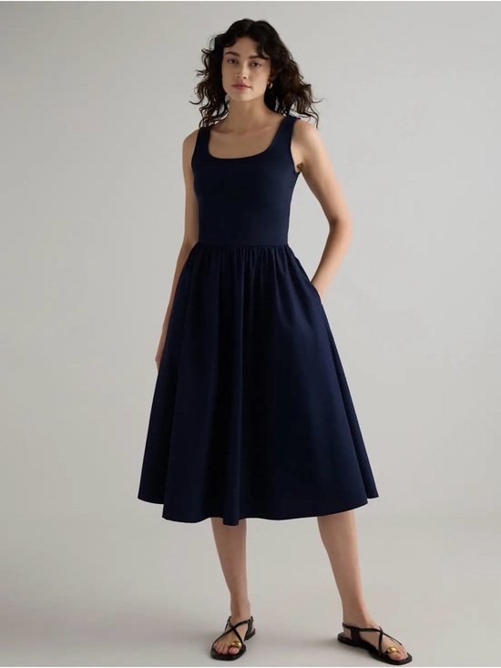 Quince Dresses & Skirts - NWT Large Quince Cotton Mixed Media Tank Dress - Navy